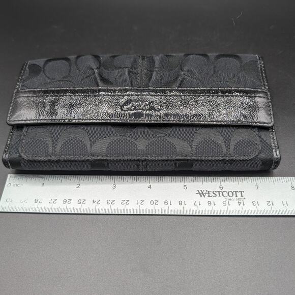 Coach Wallet Womens Black Slim Signature Patent Leather Envelope Clutch F42818 - Picture 6 of 10